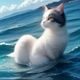 用户流浪猫的眼的头像，女性，猫咪耳机，动漫风格背景